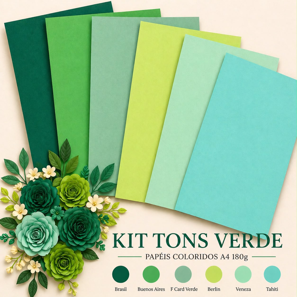 Kit Verde A4 180g 12 fls - Color Plus