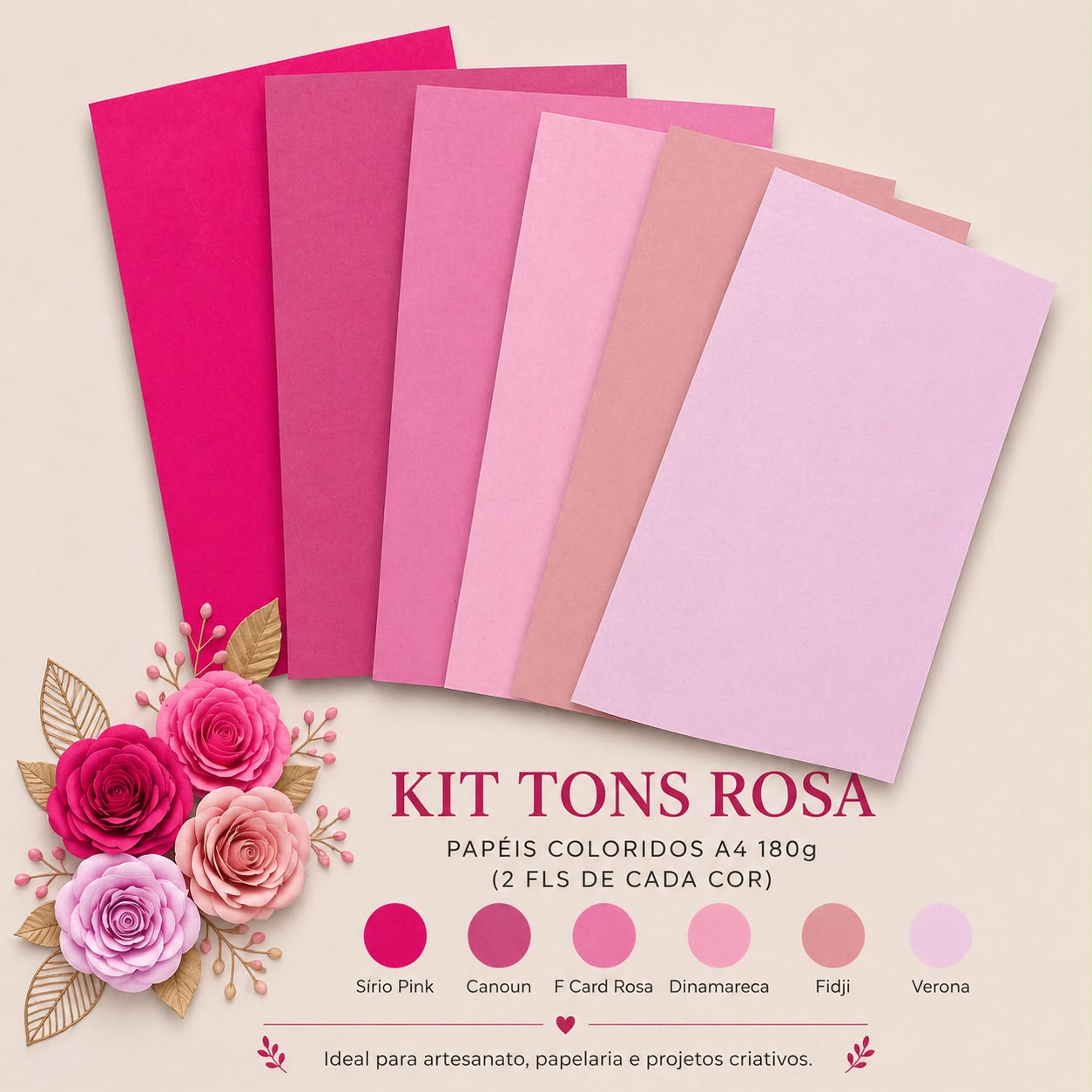 Kit Rosa A4 180g 12 fls - Color Plus