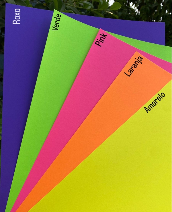 Papel Neon Plus 120g A4 - Kit Cores Neon 25 fls - 5 de cada cor