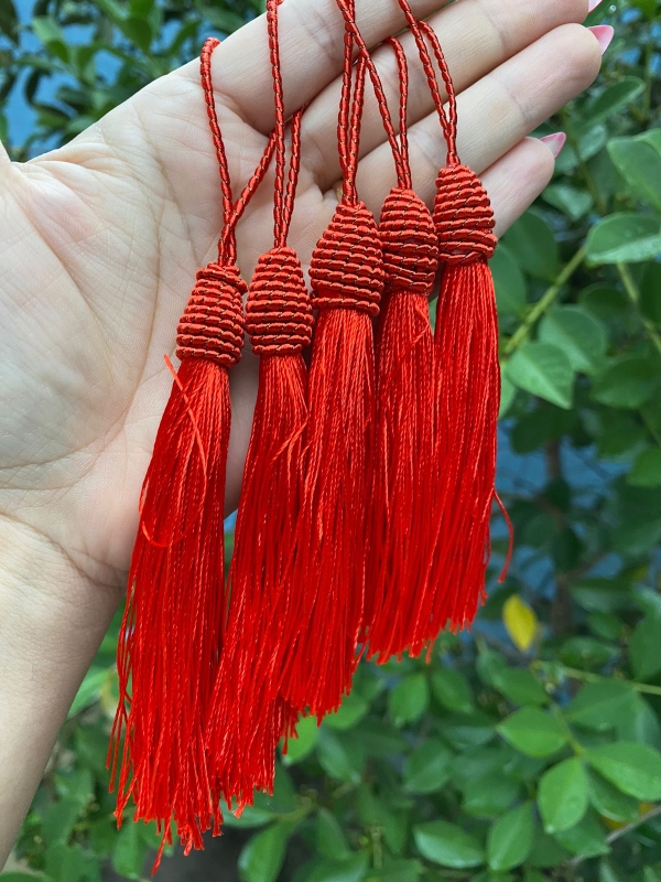 Tassel Decorativo 10cm - Pacote com 5 unidades - Cor Vermelho