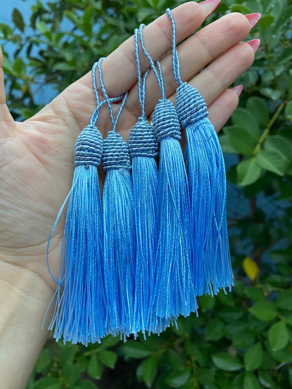 Tassel Decorativo 10cm - Pacote com 5 unidades - Cor Azul Claro