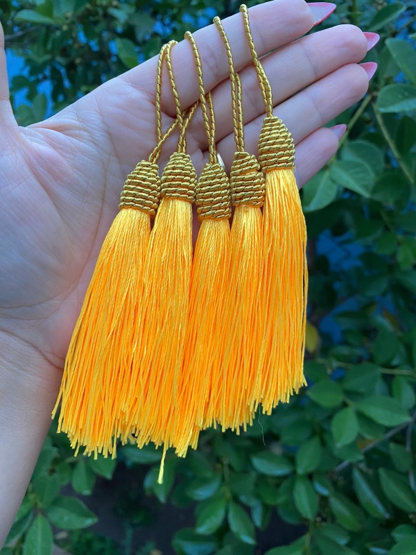 Tassel Decorativo 10cm - Pacote com 5 unidades - Cor Laranja Claro