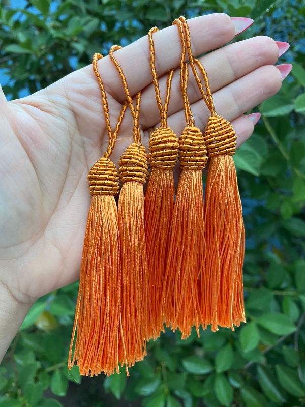 Tassel Decorativo 10cm - Pacote com 5 unidades - Cor Laranja