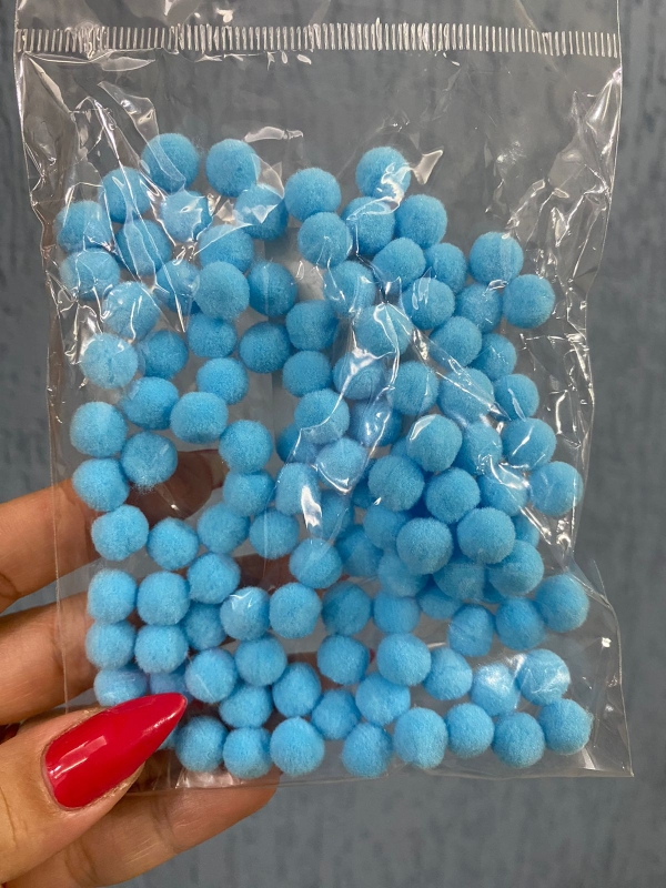 Pompom 10mm - Pacote Com 100 Unidades - Cor: Azul Claro