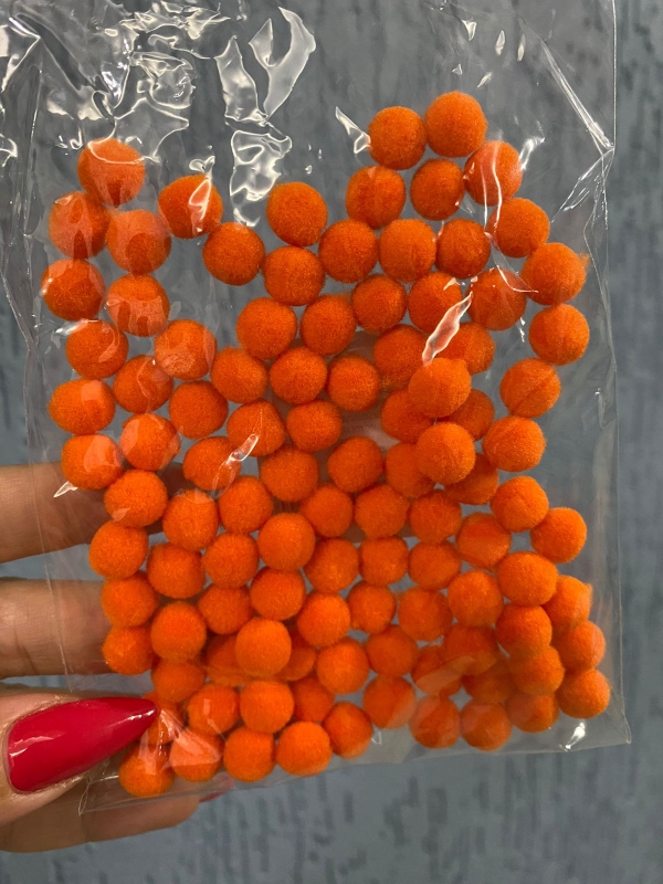 Pompom 10mm - Pacote Com 100 Unidades - Cor: Laranja