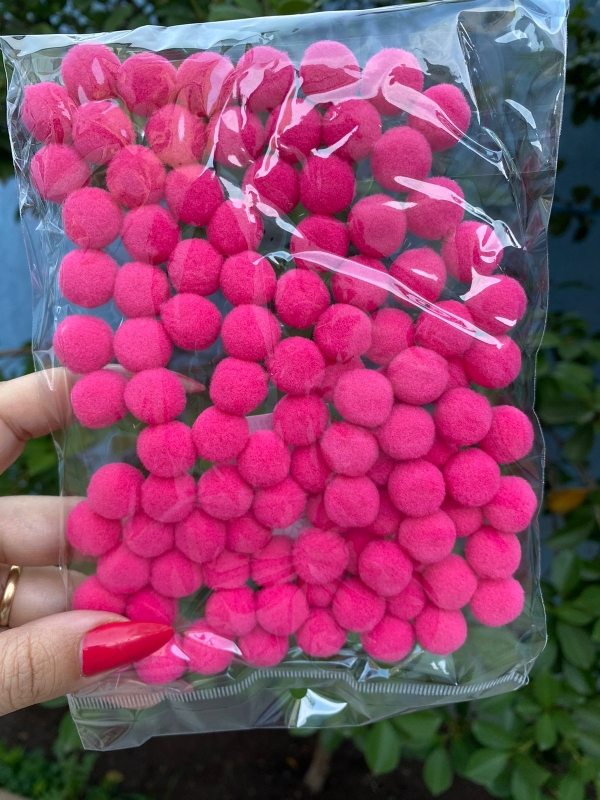 Pompom 15mm - Pacote Com 100 Unidades - Cor: Pink