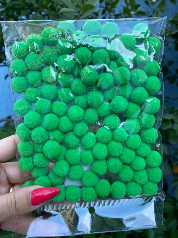 Pompom 15mm - Pacote Com 100 Unidades - Cor: Verde