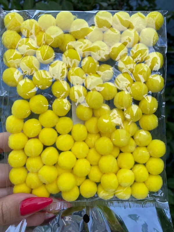 Pompom 15mm - Pacote Com 100 Unidades - Cor: Amarelo