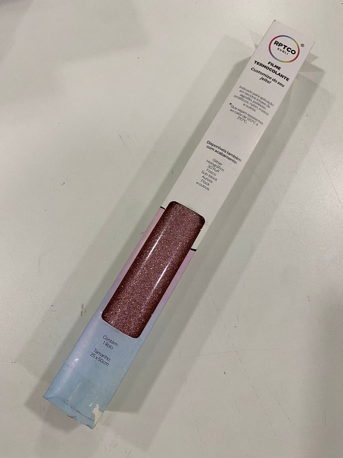 Filme de Recorte RPTC Subli - Glitter Rosa Claro (25x50cm/ rolo)