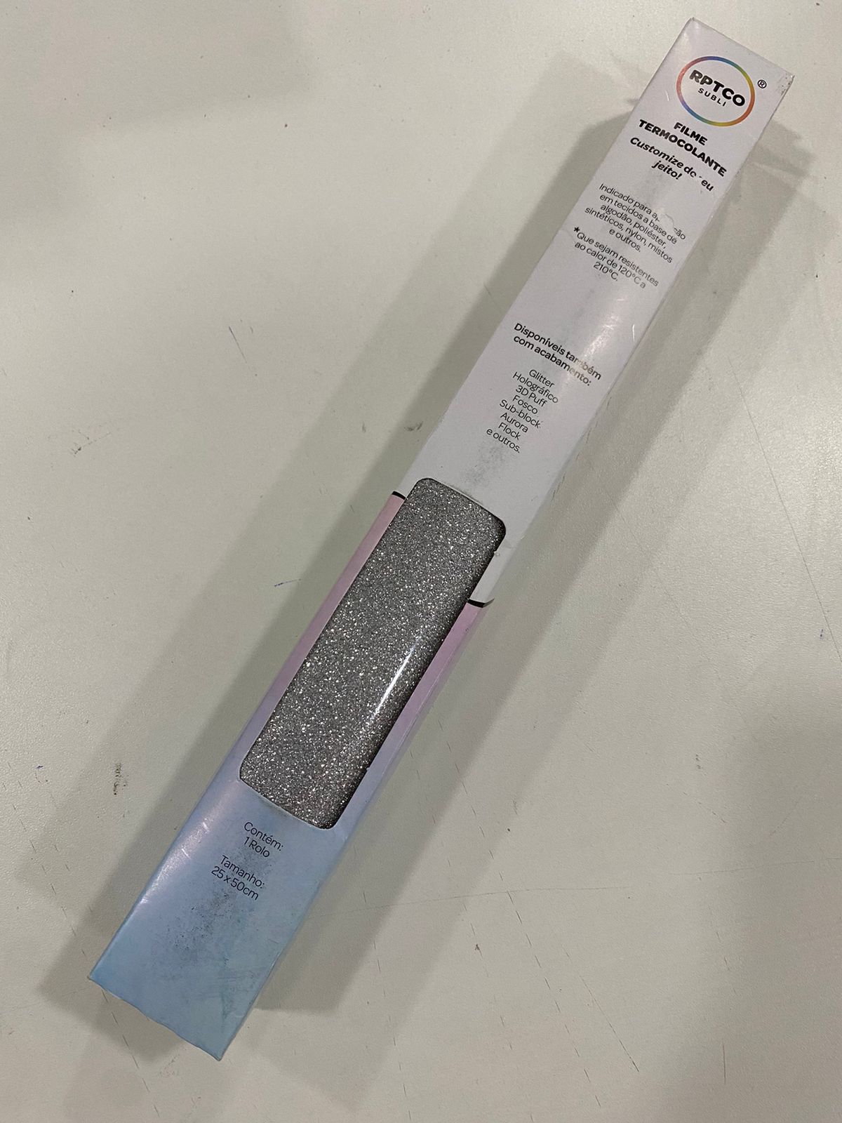 Filme de Recorte RPTC Subli - Glitter Prata (25x50cm/ rolo)