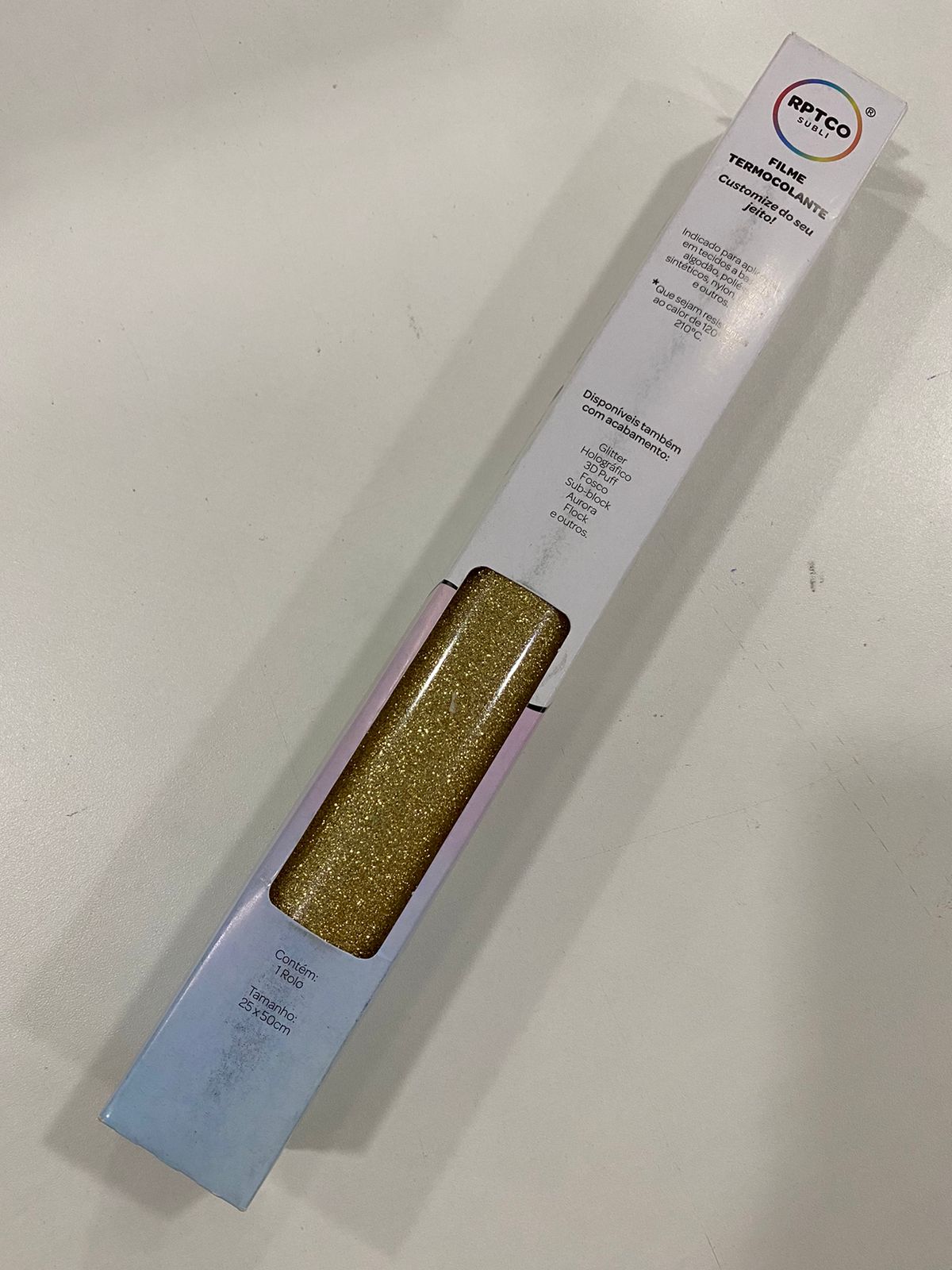 Filme de Recorte RPTC Subli - Glitter Dourado (25x50cm/ rolo)