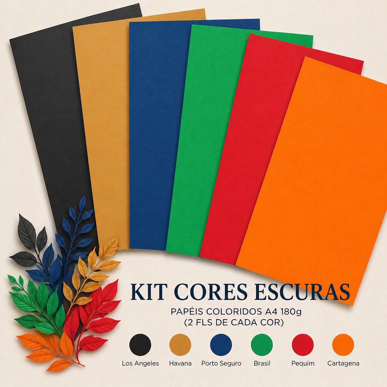 Kit Cores Escuras A4 180g 12 fls - Color Plus
