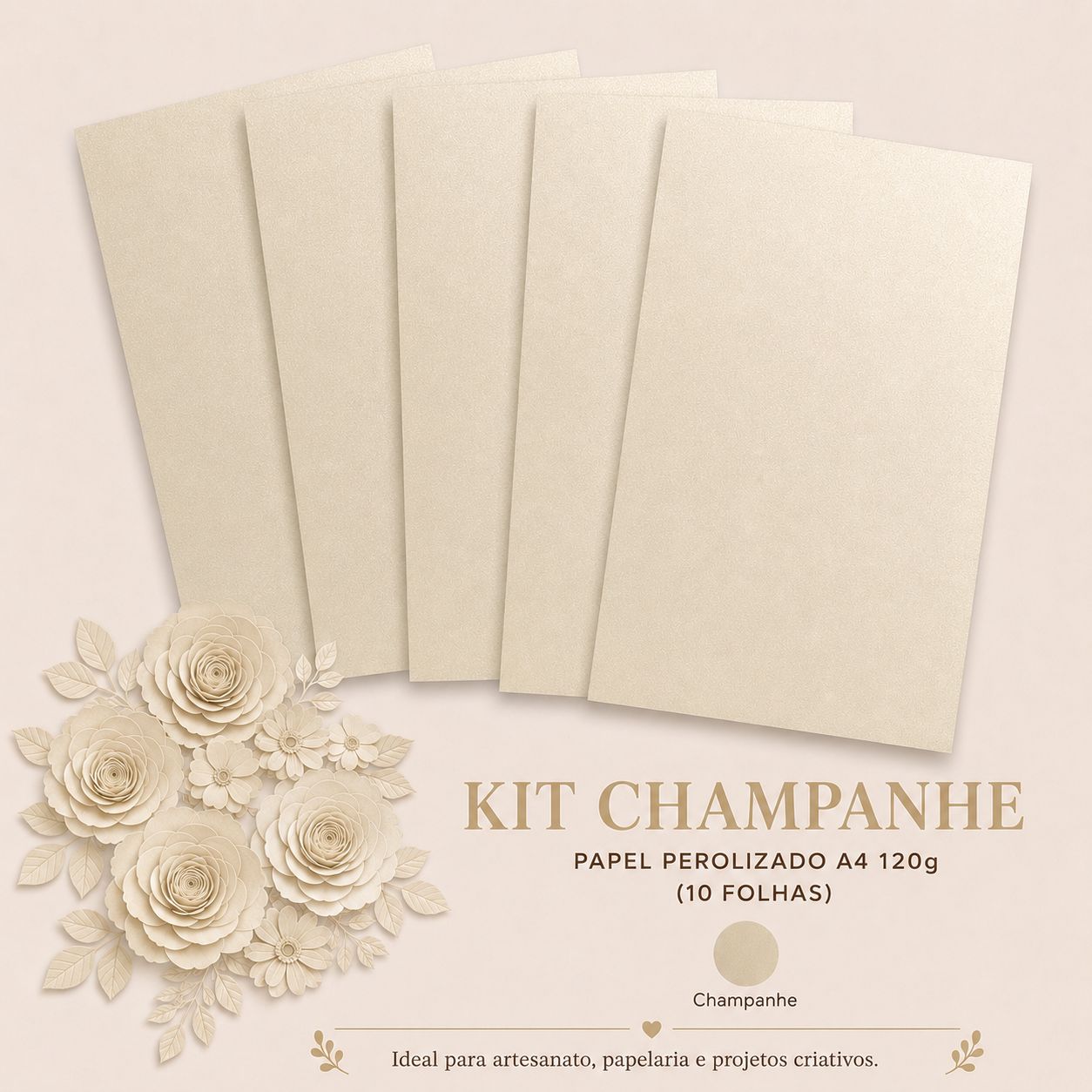 Papel Perolizado Champanhe 120g A4 10fls
